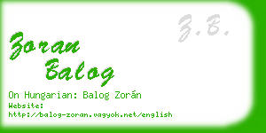 zoran balog business card